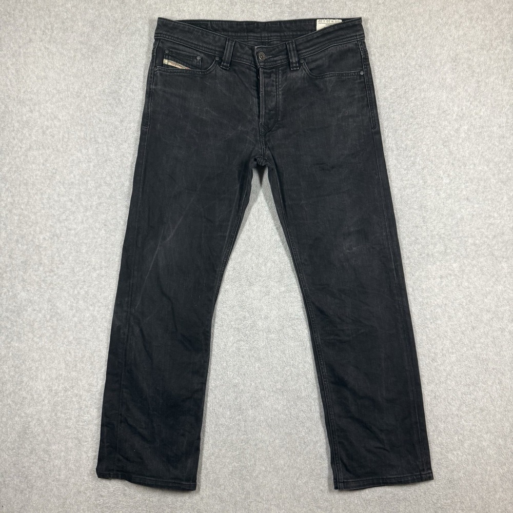 Diesel VIKER Jeans Mens 33x29 Black Regular Straight Stretch Denim Hemmed 008IE